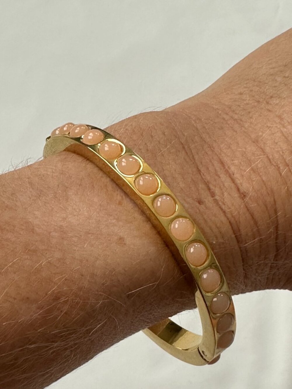 J. Crew Gold Bracelet with Petal Pink Stones